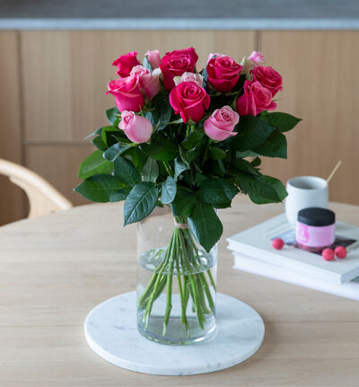15 Fairtrade Rosa sløyfe roser lilla/rosa